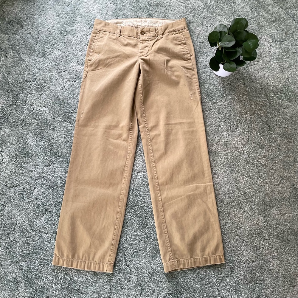 J. Crew Classic Fit, Broken-In Boyfriend Style Chinos, Tan Khakis, 0